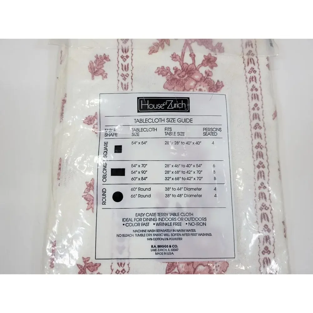 Vintage Tablecloth Square 54 x 54 House of Zurich Ultra Terry French Provincial
